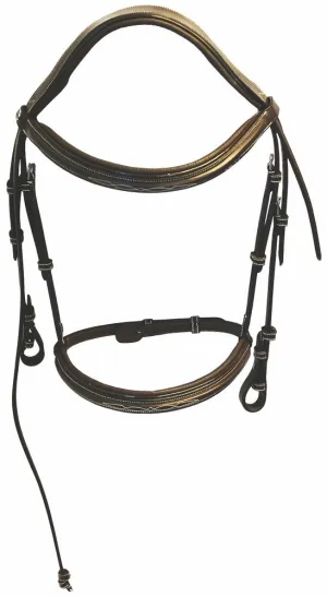 Henri de Rivel Pro Mono Crown Fancy Bridle with Patent Leather Piping and Laced Reins