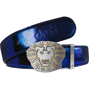 John Daly Lion Buckle and Stingray Leather Belt in Blue